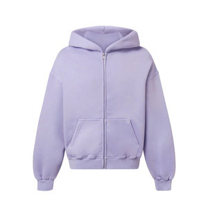 Logo personnalisé bleu marine coupe ample fermeture éclair sur le devant sweat à capuche blanc pour hommes haute qualité Gym mode noir hommes sweats à capuche - Product Image 6