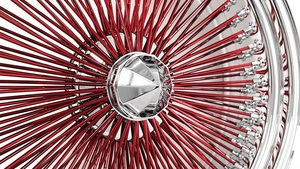 Quality New 22x8 LAWirre <b>Wheels</b> Standard 150-<b>Spoke</b> Straight Lace Chrome with Red Rims (4pcs) - Product Image 4