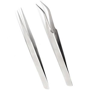Pince à cils en acier inoxydable argenté de qualité supérieure OEM Caractéristiques supplémentaires personnalisées avec pointe Volume Pince à épiler Marque privée - Product Image 3
