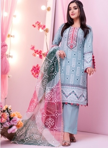Salwar-traje de diseño de kameez, vestido de moda indio paquistaní, cuello bordado, estampado, colección de césped, Kurti - Product Image 4