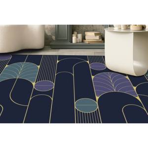 Tapis moderne imprimé abstrait violet, design chenille élégant pour chambre d'enfant, tapis en chenille - Product Image 1