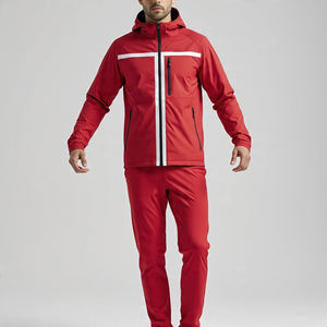 Ensemble pantalon évasé personnalisé pour hommes avec veste coupe-vent à fermeture éclair Ensemble de vêtements de sport légers pour le jogging ou le streetwear - Product Image 3