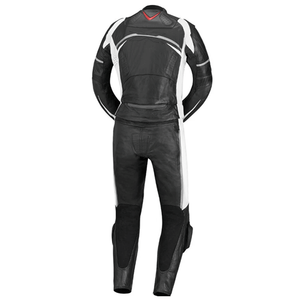 Traje de moto de carreras de pista de cuero de vaca genuino negro con paneles blancos Conjunto de motocicleta de chaqueta y pantalón blindado CE de 2 piezas - Product Image 6