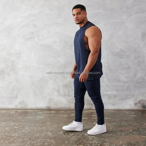 100% algodón transpirable de talla grande para hombre, ropa de gimnasio, camisetas sin mangas y ropa deportiva, chaleco con tirantes fabricado en Pakistán - Product Image 4