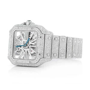 Montre en quartz glacé avec moissanite, édition grand cadran avec cristal de verre, boîtier en acier inoxydable, mouvement ETA, cadran à chiffres romains - Product Image 2