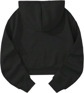 Mujeres invierno Los Ángeles gráfico frente cordón Crop Hoodie manga larga Batwing manga gota hombro pulóver 100% algodón - Product Image 3