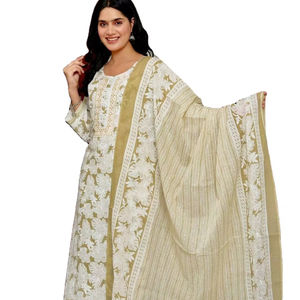 Tamaño Regular Color brillante Fiesta de oficina y uso diario Bordado en ambos lados Borde de corte recto Moda Salwar Kameez para mujeres - Product Image 1