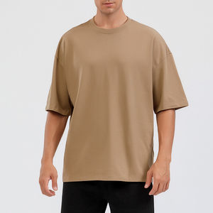 Logo personnalisé imprimé 100% coton tricoté poids lourd coupe régulière T-shirt pour hommes - Product Image 4