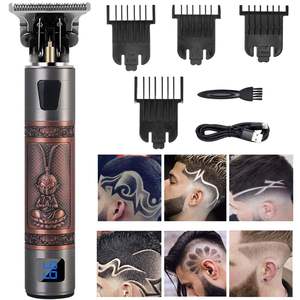 Kit Profesional de Recortadora de Cabello Inalámbrica Recargable, Cuerpo Metálico con Cuchilla de Acero Inoxidable, Batería USB de 2500 mAh, Afeitadora - Product Image 4