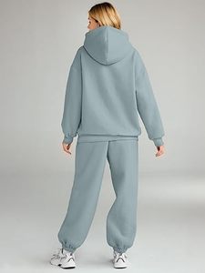 Sweat à capuche haut court survêtement ensemble tenues femmes vêtements blanc sweat à capuche court et ensemble pour l'hiver 2 pièces ensemble - Product Image 3