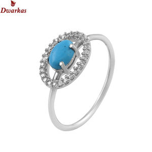 แหวนแต่งงานเงินแท้925คลาสสิกสำหรับผู้หญิงสีเทอร์ควอยส์ CZ หินหลากสีสไตล์น่ารักสำหรับปาร์ตี้และวันครบรอบ - Product Image 1
