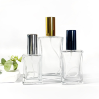 Flacon de parfum de luxe rechargeable en verre rectangulaire unique du fabricant, 30 ml, 50 ml, 100 ml, avec bouchon à vis
