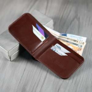 Cartera de cuero plegable delgada para hombre No.55 (color caoba) - Product Image 3