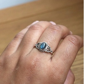 Bague Labradorite en argent sterling 925 pierre de lune noire naturelle faite à la main bijoux en pierres précieuses minimalistes best-seller - Product Image 1