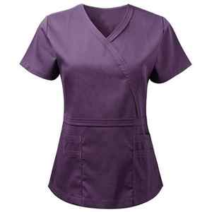 Uniforme de enfermería Fabricante Vendedores Cinco bolsillos Cuello en V Uniforme de hospital Enfermera Spandex Traje médico - Product Image 3