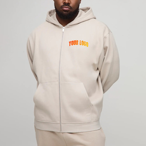 Sudadera con capucha de forro polar para hombre, personalizada, de invierno, informal, con cremallera completa, poliéster/algodón 300GSM, con logo DTF impreso, de secado rápido y transpirable. - Product Image 1