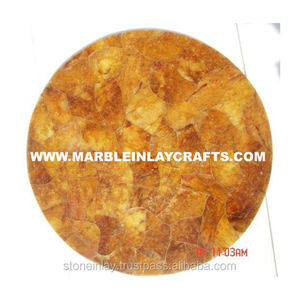 <b>Yellow</b> Tiger Eye Decorative <b>Coffee</b> And Dining <b>Table</b> Tops - Product Image 1
