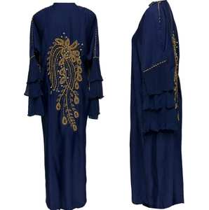 Vestido Árabe de Lujo para Mujer, Abaya de Satén para Fiesta, Jalabiya, con Pedrería, Largo hasta el Suelo, Antiarrugas y Transpirable - Product Image 1