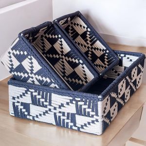 Vente en gros de panier de rangement en macramé brun avec poignée pour salon et cuisine - Product Image 1