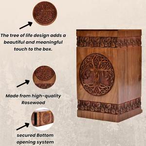 Urne funéraire Arbre de vie pour homme, artisanale, pour cendres d'adulte, urne funéraire simple pour cérémonie funéraire humaine - Product Image 5