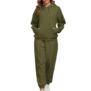 Meilleure vente en gros ensemble de survêtements solides décontractés 2 pièces pour femmes survêtement d'automne en coton personnalisé prêt à expédier - Product Image 5