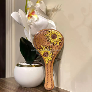 Nuevo espejo de mano de cuero con grabado, espejo de mano de maquillaje de cuero genuino occidental, espejo Vintage personalizado, regalo para ella - Product Image 3