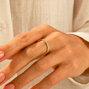 New Trendy Channel Set Full Eternity Lab Grown Diamond Wedding Band 10K Yellow Gold <b>Stacking</b> Handmade Wedding Band for Womens - Product Image 4