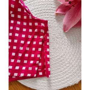 Top Corto Halter Rosa Gingham - Top Casual de Popelina para Verano - Product Image 3