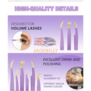 Pinzas de pestañas con punta de fibra y logotipo de impresión personalizado, pinzas Nano Grip para extensiones de pestañas, herramientas profesionales de pestañas de etiqueta privada - Product Image 2
