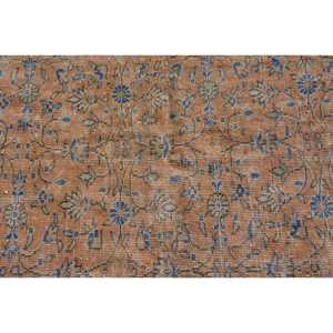 Vintage Eco-Friendly <b>Wool</b> Rug Large 4.3x9.4 ft <b>Brown</b> Patchwork Latex Backed Traditional Rug - Product Image 5