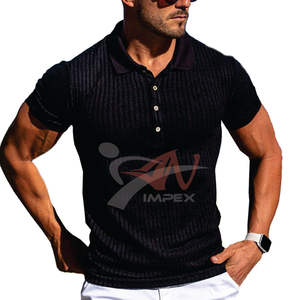 Camisa de golf ajustada de alta calidad para hombre personalizada algodón mercerizado manga corta botón decoración liso diseño de polo deporte Fitness - Product Image 1