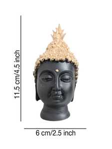 Statue de tête de bouddha en polyrésine finition or noir artisanat décoratif en résine modélisé pour la méditation de bureau à domicile idée cadeau spirituelle - Product Image 2