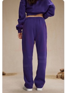 Venta al por mayor 2024 invierno moda personalizado recto alto Joggers hombres mujeres 100% algodón Casual pantalones de chándal liso teñido precio razonable - Product Image 2