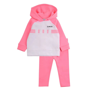 Meilleure qualité de survêtement pour filles deux pièces enfants pull à capuche deux tons couleurs confortable tissu doux respirant décontracté - Product Image 4