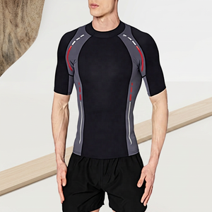 Camiseta Deportiva Unisex de Neopreno de Manga Corta, Negra, Gris, Roja, de Secado Rápido, Compresión, Transpirable y Ecológica - Product Image 2