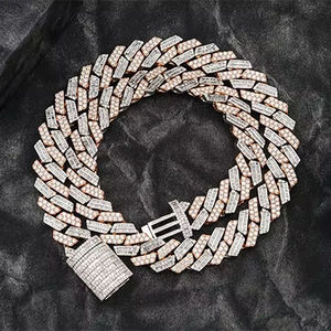 Luxury VVS Rows Miami Hip Hop Iced Out Fine Jewelry Moissanite Diamond <b>Necklace</b> Cuban Link <b>Chain</b> Sterling Silver - Product Image 5