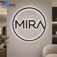 Enseigne lumineuse personnalisée en métal avec logo rétroéclairé, finition peinture cuite, enseigne murale, logo d'entreprise LED