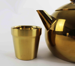 Tasse à café isotherme en laiton martelé à double paroi, cadeau classique et durable - Product Image 1