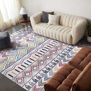 Tapis lavable géométrique mosaïque couleur avoine RW1005A de Rug Weavers, chenille lavable, 10 tailles, vente en gros et dropshipping - Product Image 1