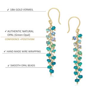 GOODSTONE JEWELS Pendientes Largos de Plata de Ley 925 Hechos a Mano con Cuentas de Ópalo Verde, Joyería de Moda para Regalo - Product Image 4