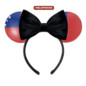 Diadema de vinilo personalizada de fábrica - Orejas de ratón hechas a medida con diseño preaprobado Bandera de Samoa H.E.R. Accesorios de ajuste universal - Product Image 1