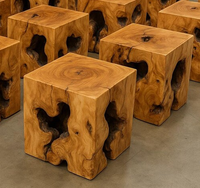 Table d'extrémité Cube en teck pour salon maison villa hôtel ou appartement bureau utilisation
