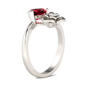 Jeulia Heart Cut <b>Garnet</b> <b>Ring</b>-Sterling <b>Silver</b> Flower Design Romantic Gift - Product Image 3