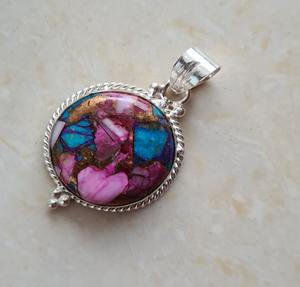 Colgante de turquesa ostra, colgante de piedras preciosas turquesa de cobre ostra, colgante de plata de ley 925 para mujer colgante de turquesa - Product Image 2