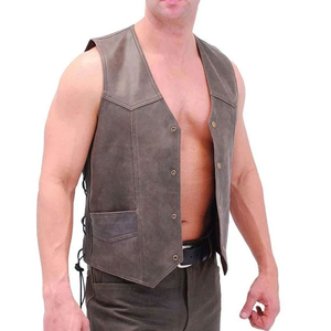 Chaleco de cuero de piel de vaca hecho a medida de moda para hombre de alta calidad ajustado hecho en Pakistán precio al por mayor más vendidos - Product Image 3