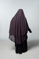 Voile longue en laine et mousseline triple couche pour femmes musulmanes modestes, couleur prune, respirant, séchage rapide, léger, vente en gros