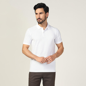 Camisas de Hombre Hechas a Medida al por Mayor, de Poliéster/Algodón, Corte Ajustado, Manga Corta, Blancas, con Estampado Personalizado, Último Modelo de Punto - Product Image 1