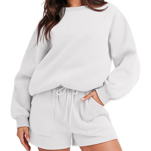 Ensemble 2 pièces en pur coton imprimé sur mesure sweat-shirt à manches courtes respirant léger tissu tricoté sérigraphie teint intelligent - Product Image 4