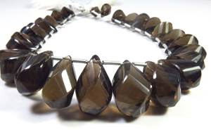 ลูกปัดพลอยสโมคกี้ควอตซ์ธรรมชาติทรงบริโอเล็ต ขนาด 10-18 มม. 28 เม็ด ความยาว 9 นิ้ว รูปทรงหยดน้ำบิดเกลียว สำหรับงาน DIY เครื่องประดับ - Product Image 4