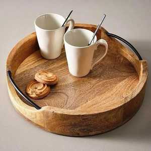 JN ถาดไม้มะม่วงเกรดเชิงพาณิชย์งานหัตถกรรมคุณภาพสูงที่จับเหล็กทนทานทาสีตกแต่งบ้านในฟาร์ม - Product Image 2